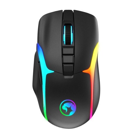 Marvo Scorpion M729WWireless Gaming Mouse, Rechargeable, RGB with 7 Lighting Modes, 6 adjustable levels up to 4800 dpi, Gaming Grade Optical Sensor with 7 Buttons, Black